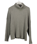 BAZILIKA Grey 100% Premium Cashmere Ribbed Roll Neck Jumper UK S/M