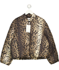 FREE PEOPLE Jacket - Apparis Brown Padded Leni  Leopard Bomber UK L