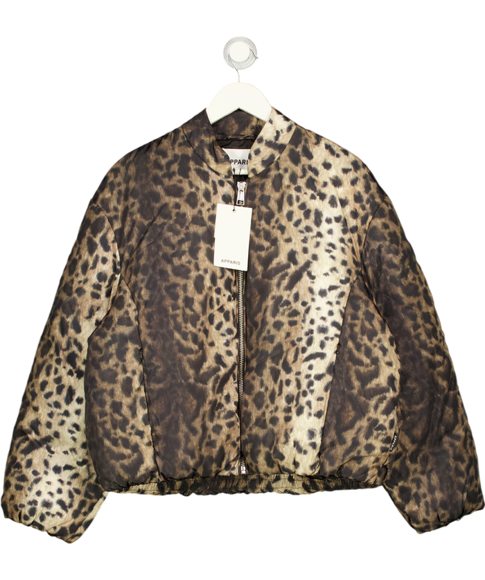 FREE PEOPLE Jacket - Apparis Brown Padded Leni  Leopard Bomber UK L
