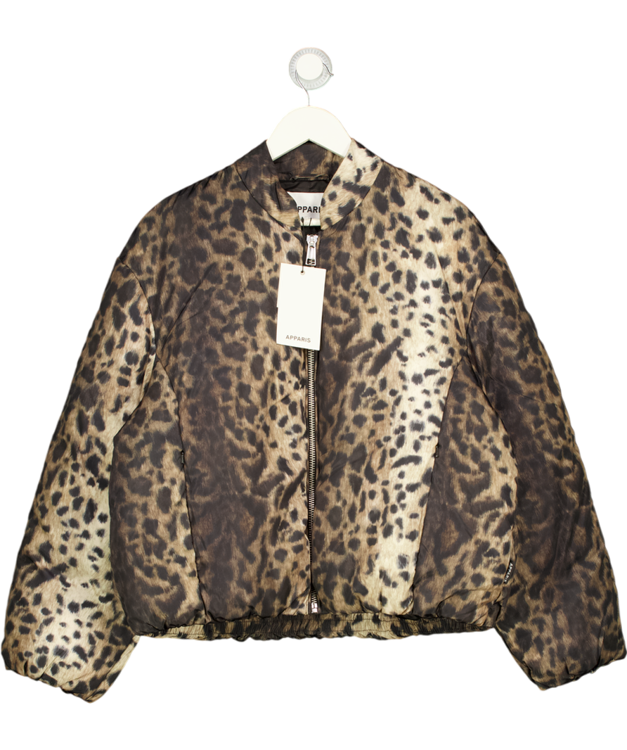 FREE PEOPLE Jacket - Apparis Brown Padded Leni  Leopard Bomber UK L