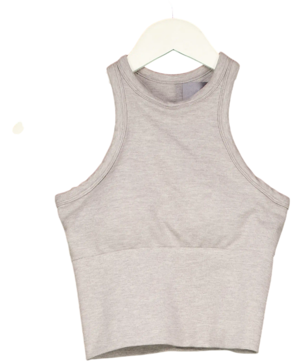 TALA Sculpt Seamless Ribbed Racerback Sports Bra Light Grey Marl UK S