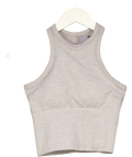 TALA Sculpt Seamless Ribbed Racerback Sports Bra Light Grey Marl UK S