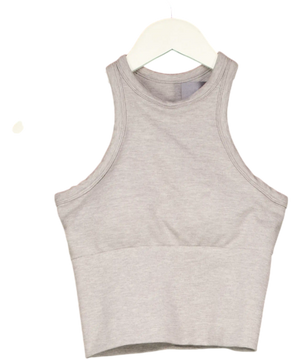 TALA Sculpt Seamless Ribbed Racerback Sports Bra Light Grey Marl UK S