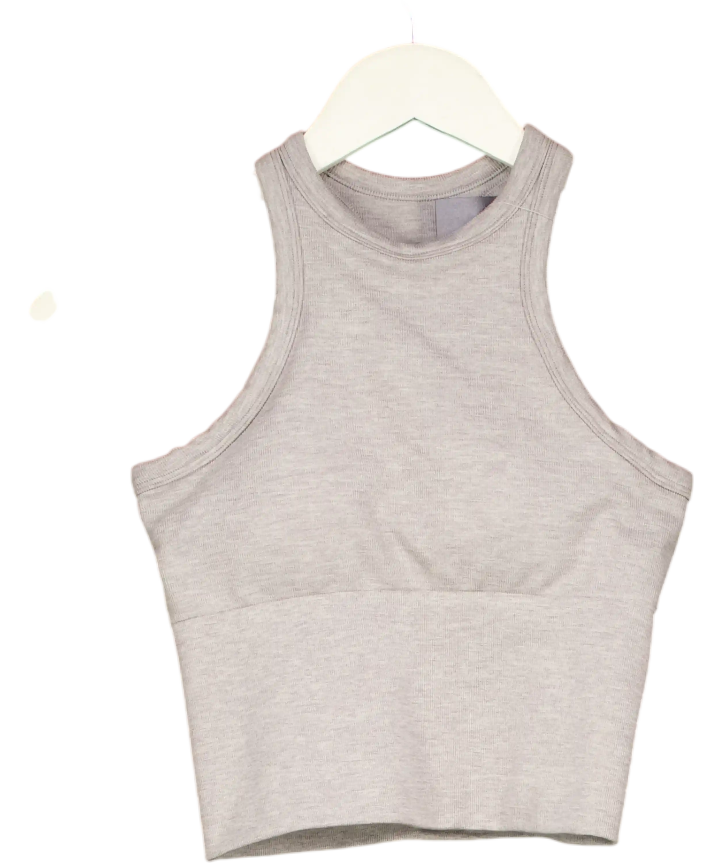 TALA Sculpt Seamless Ribbed Racerback Sports Bra Light Grey Marl UK S