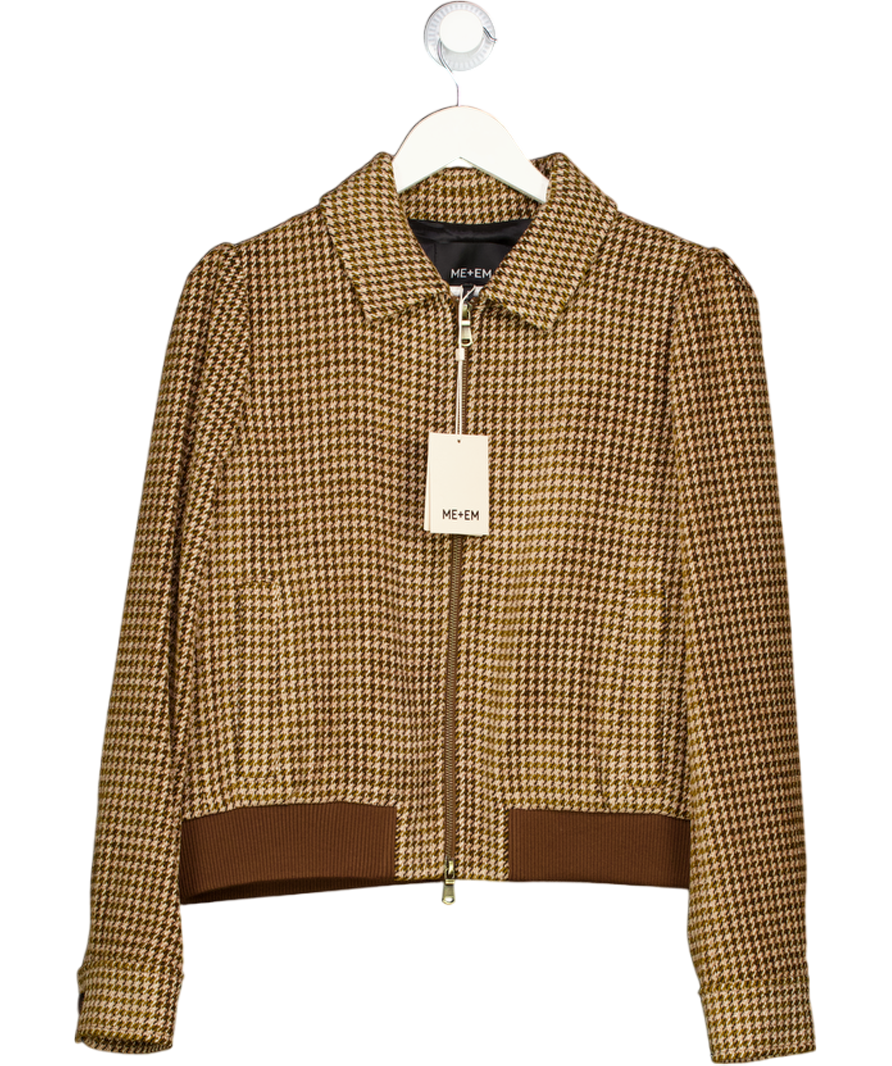 ME + EM Brown Heritage Bomber Jacket Italian Houndstooth UK 14