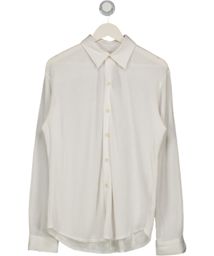 Sandro White Long Sleeved Rib Jersey Shirt UK S