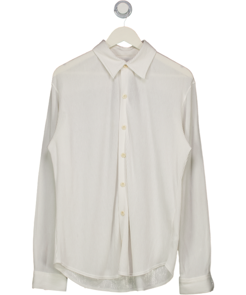 Sandro White Long Sleeved Rib Jersey Shirt UK S