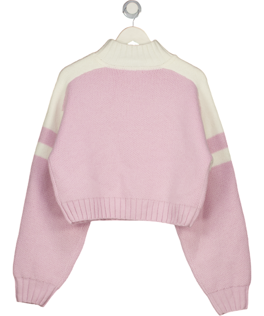 BO + TEE Pink Knit Logo Cropped Jumper UK L
