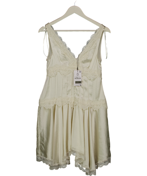 Stradivarius Cream Lace-trimmed Mini Dress UK S