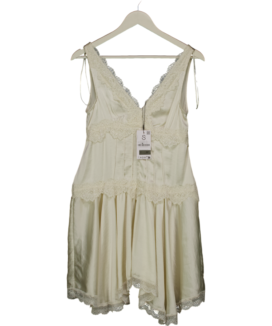 Stradivarius Cream Lace-trimmed Mini Dress UK S