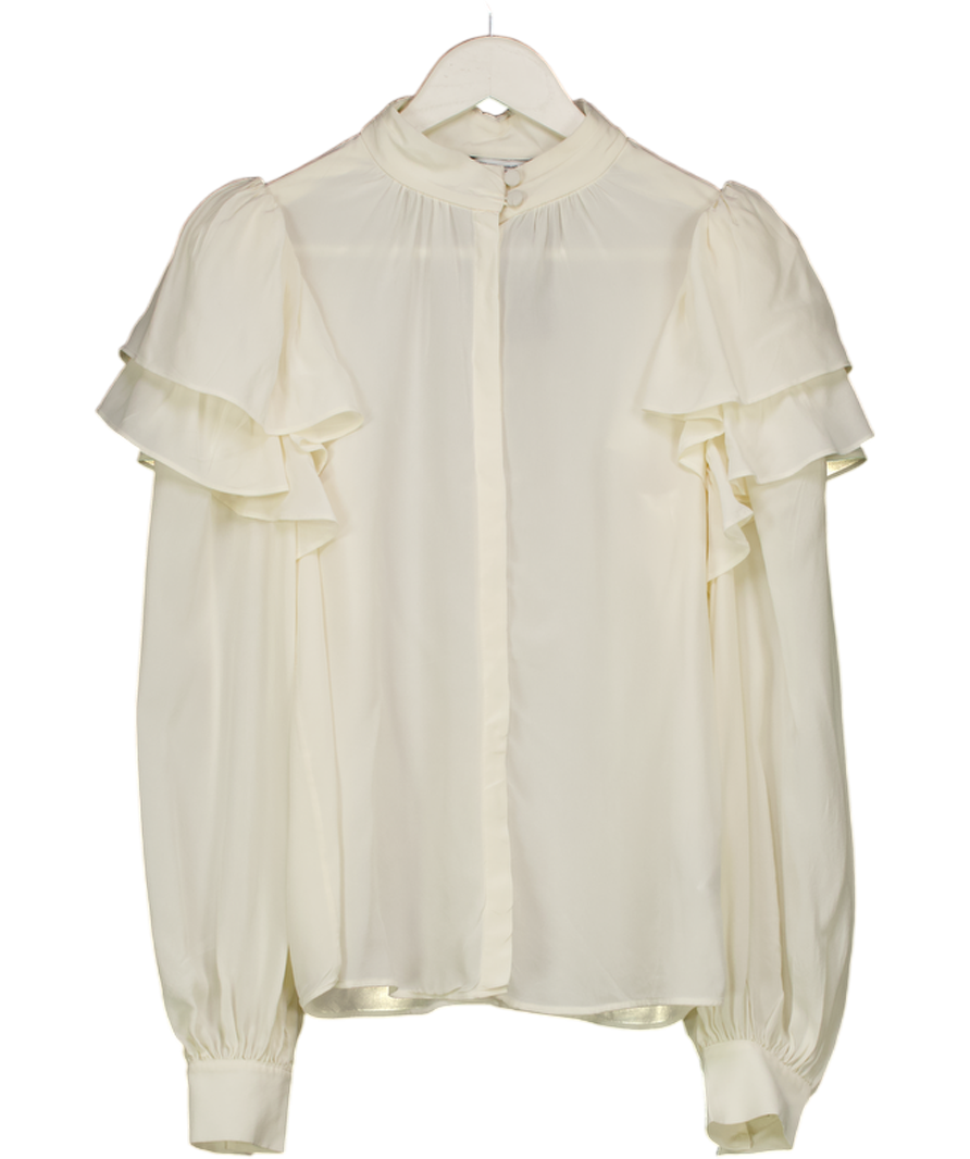 & Other Stories Cream 100% Silk Layered Frilled Blouse Fr34 UK 6