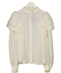 & Other Stories Cream 100% Silk Layered Frilled Blouse Fr34 UK 6