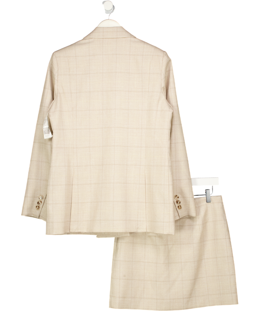 FOREVER NEW 2-piece Light Beige Check Blazer And Mini Skirt Suit UK 10