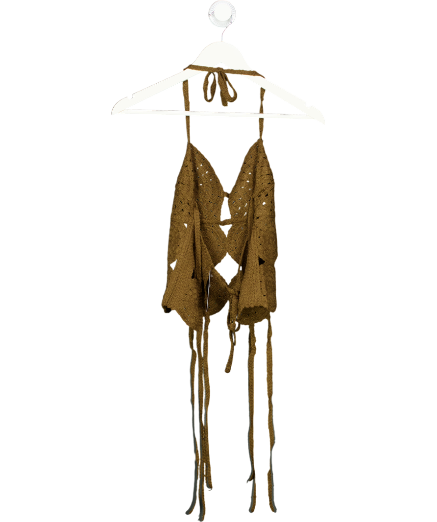 NA-KD Green Crochet Detail Singlet UK S