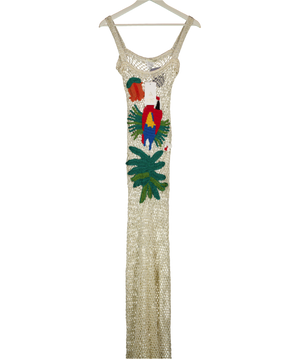 ANDREA ALMEIDA White Handmade Crochet Arara Dress UK S