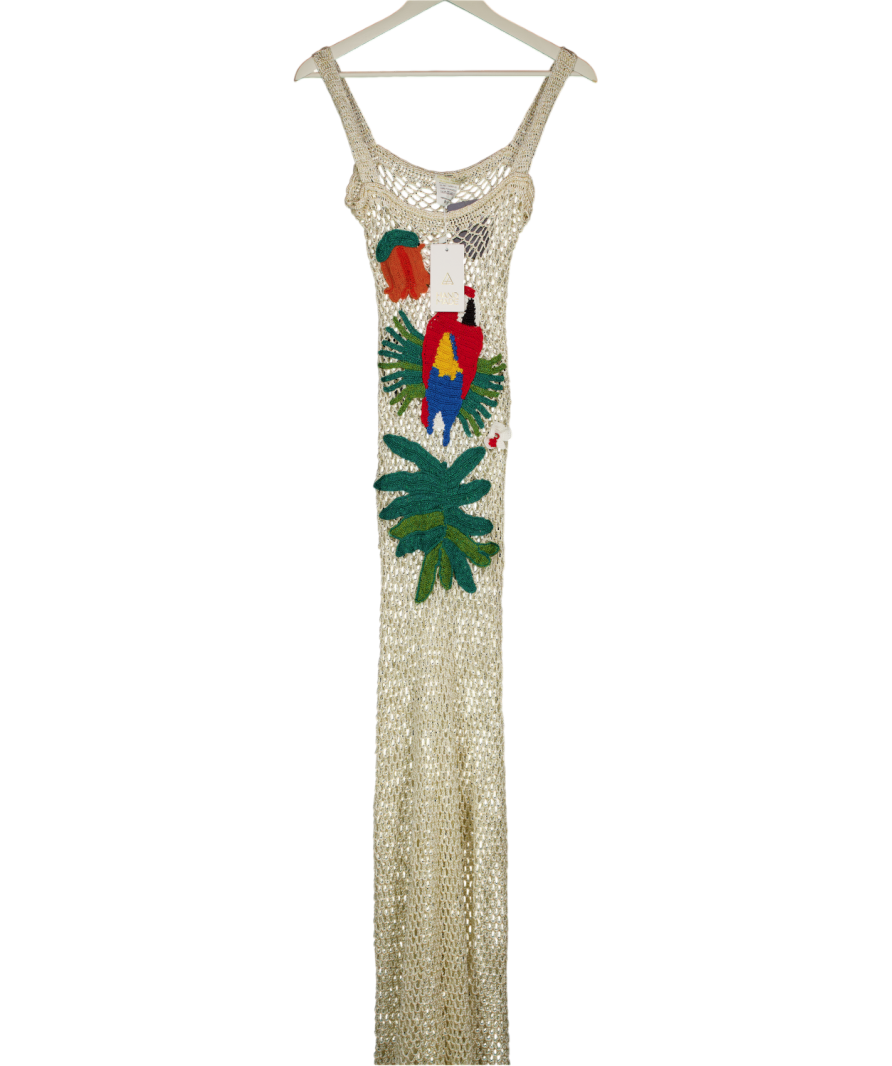 ANDREA ALMEIDA White Handmade Crochet Arara Dress UK S