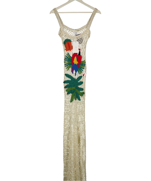 ANDREA ALMEIDA White Handmade Crochet Arara Dress UK S