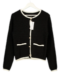 FREINDS LIKE THESE Black / Cream Boucle Cardigan UK 10