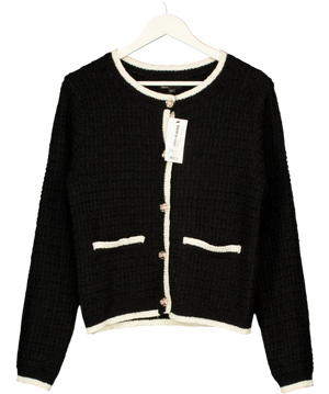 FREINDS LIKE THESE Black / Cream Boucle Cardigan UK 10