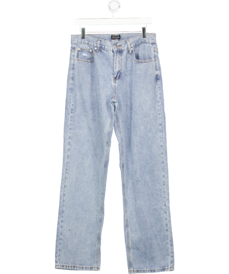 White Fox Blue Low Rise Wide Leg Jeans UK M