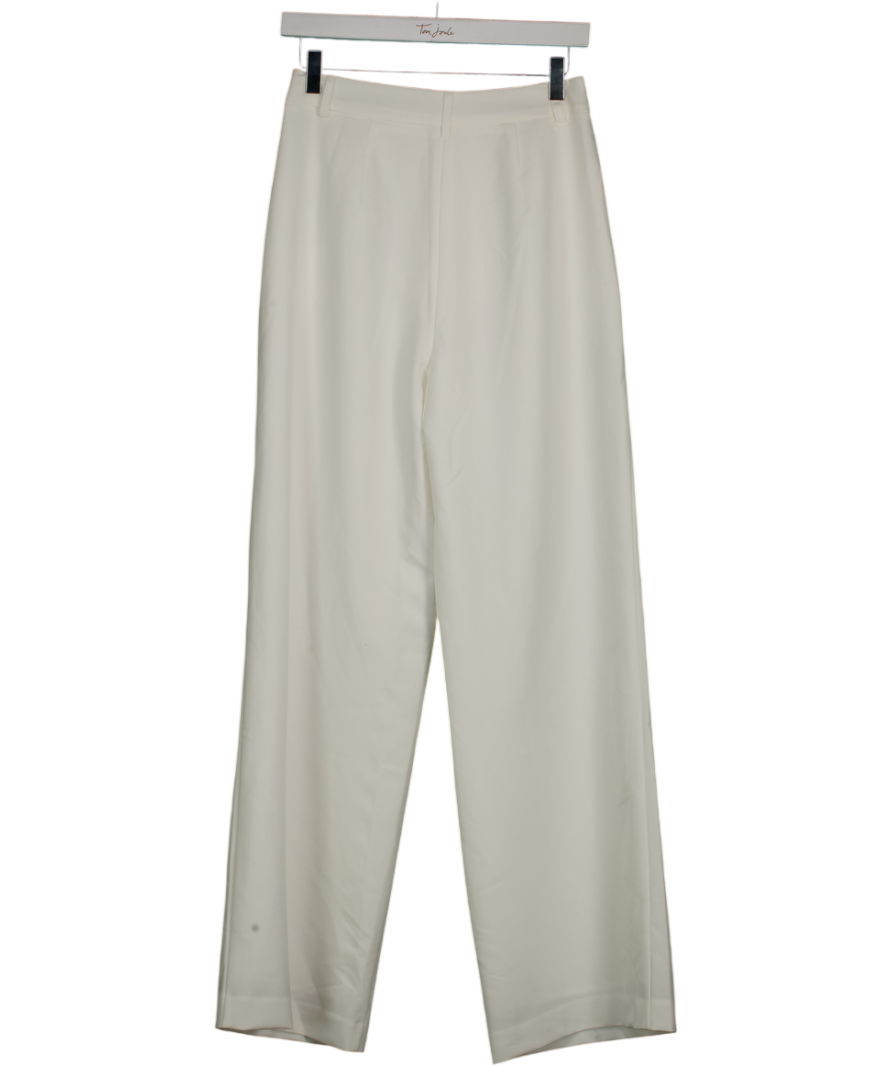 COMMENSE Ivory White Pleated Wide Leg Trousers UK S