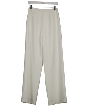 COMMENSE Ivory White Pleated Wide Leg Trousers UK S