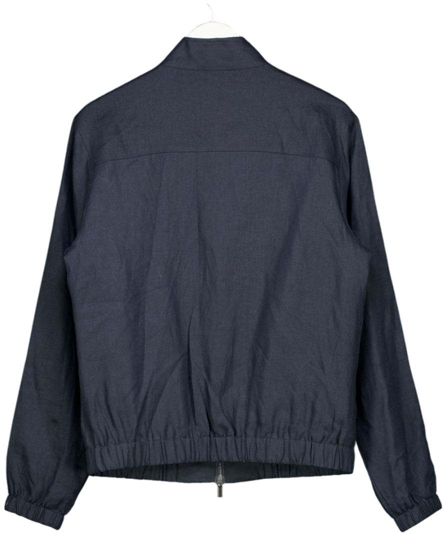 Hawes & Curtis Blue Linen Bomber Jacket UK 36" CHEST