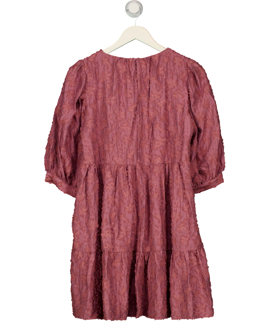 ZARA Textured Tiered Smock Mini Dress Pink UK M