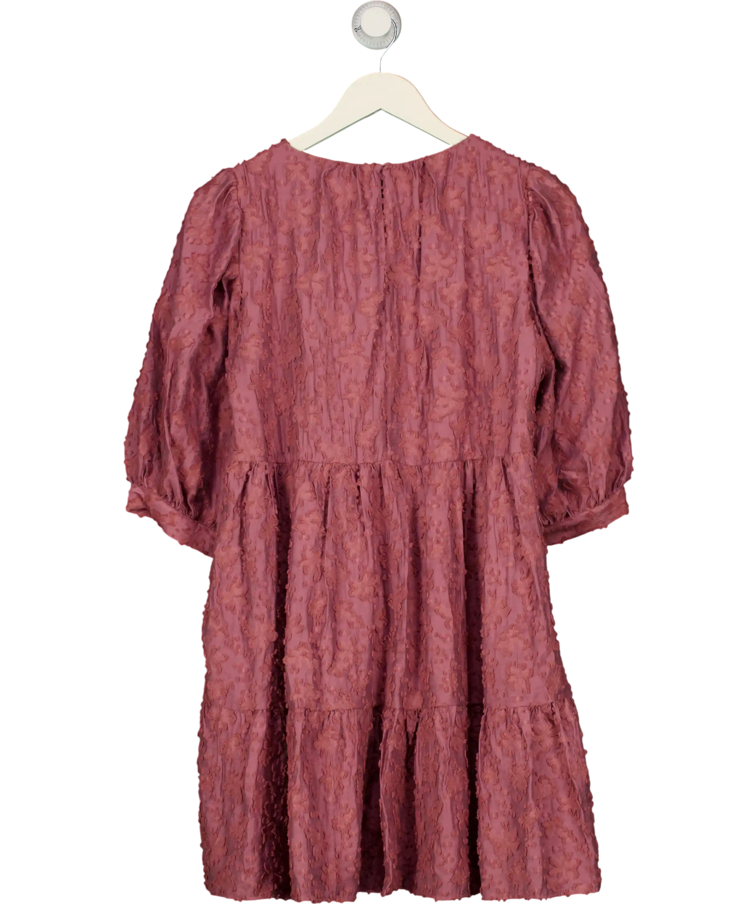 ZARA Textured Tiered Smock Mini Dress Pink UK M