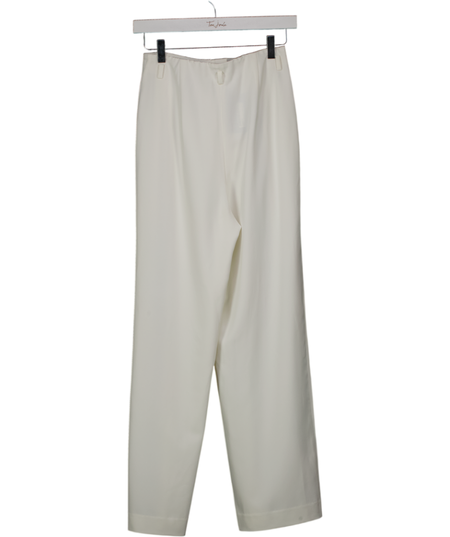 Goelia White Lightweight Pleated Wide Leg Trousers UK XS/S