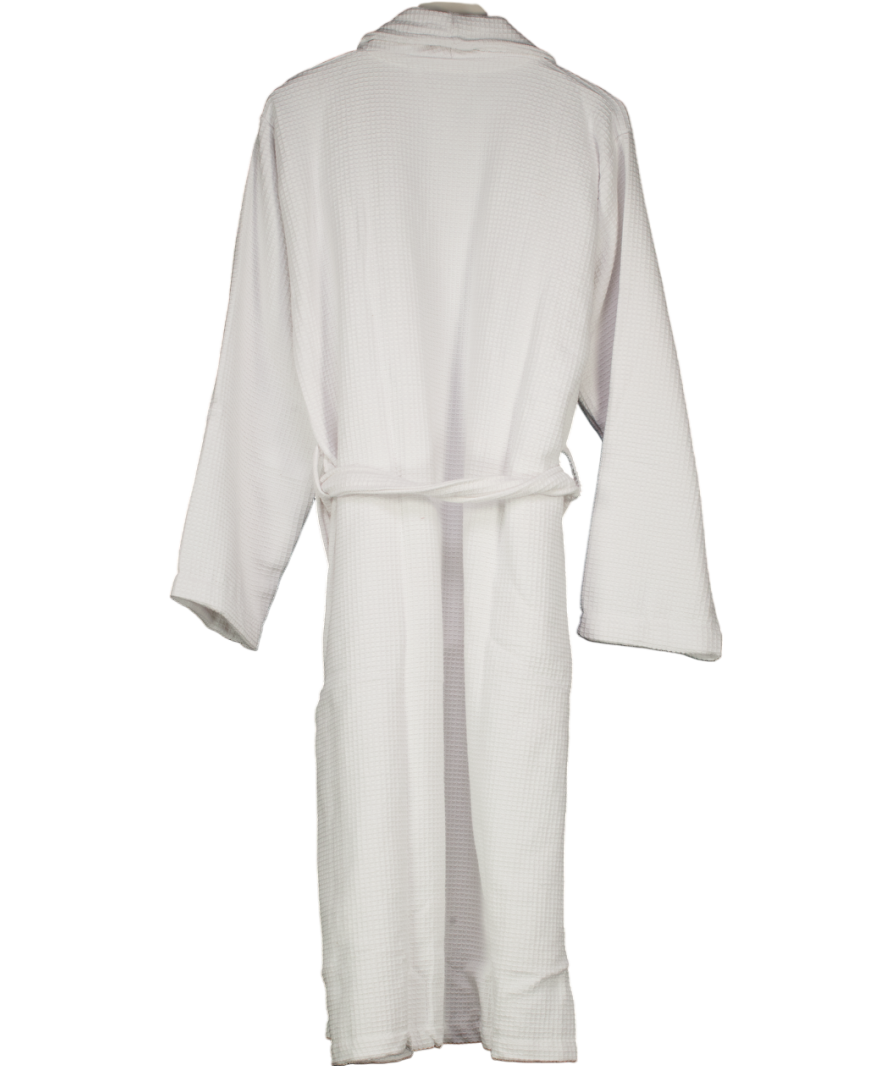 DUSK Fiji Waffle Cotton Robe - White UK M