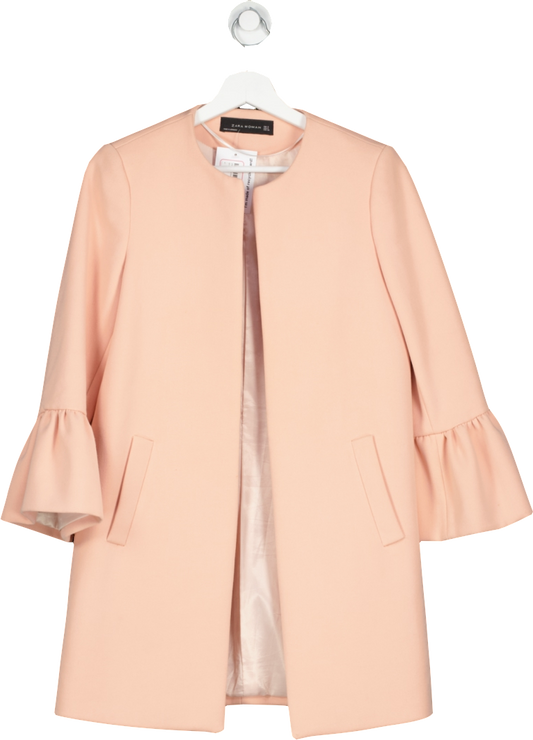 ZARA Pink Frill Sleeve Longline Jacket UK S