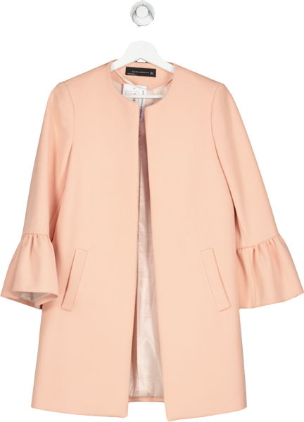 ZARA Pink Frill Sleeve Longline Jacket UK S Reliked