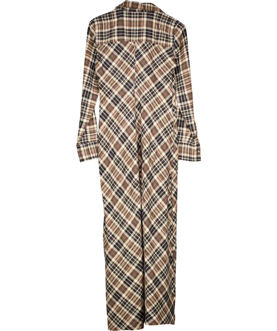 zara brown plaid dress Zara Plaid Mini Dress with Long Sleeves