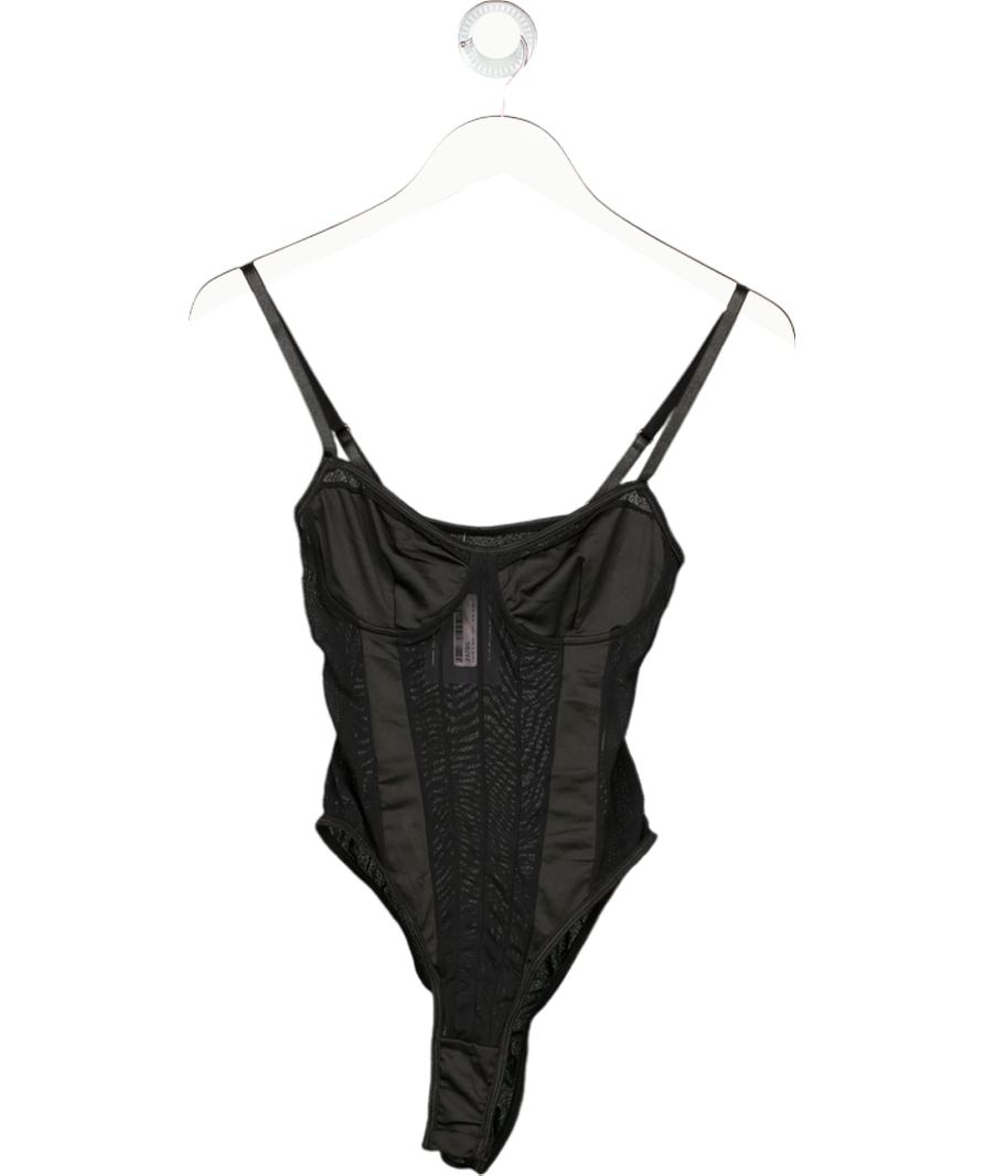 Black Sheer Mesh Bodysuit UK S