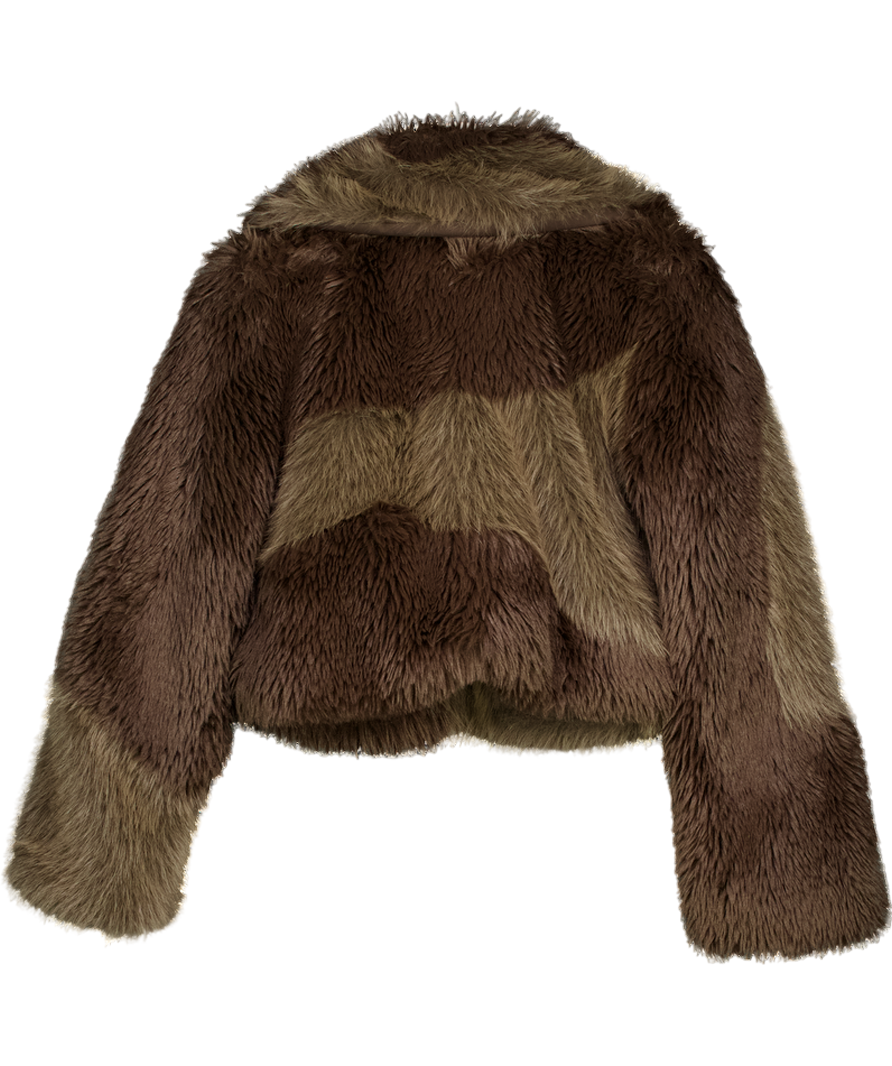 HOUSE OF SUNNY X Big Bang Brown Faux Fur Jacket UK XS/S