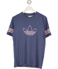 adidas Blue Stripe Panel T Shirt UK S