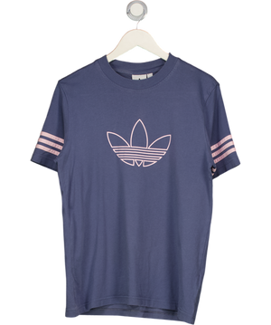 adidas Blue Stripe Panel T Shirt UK S