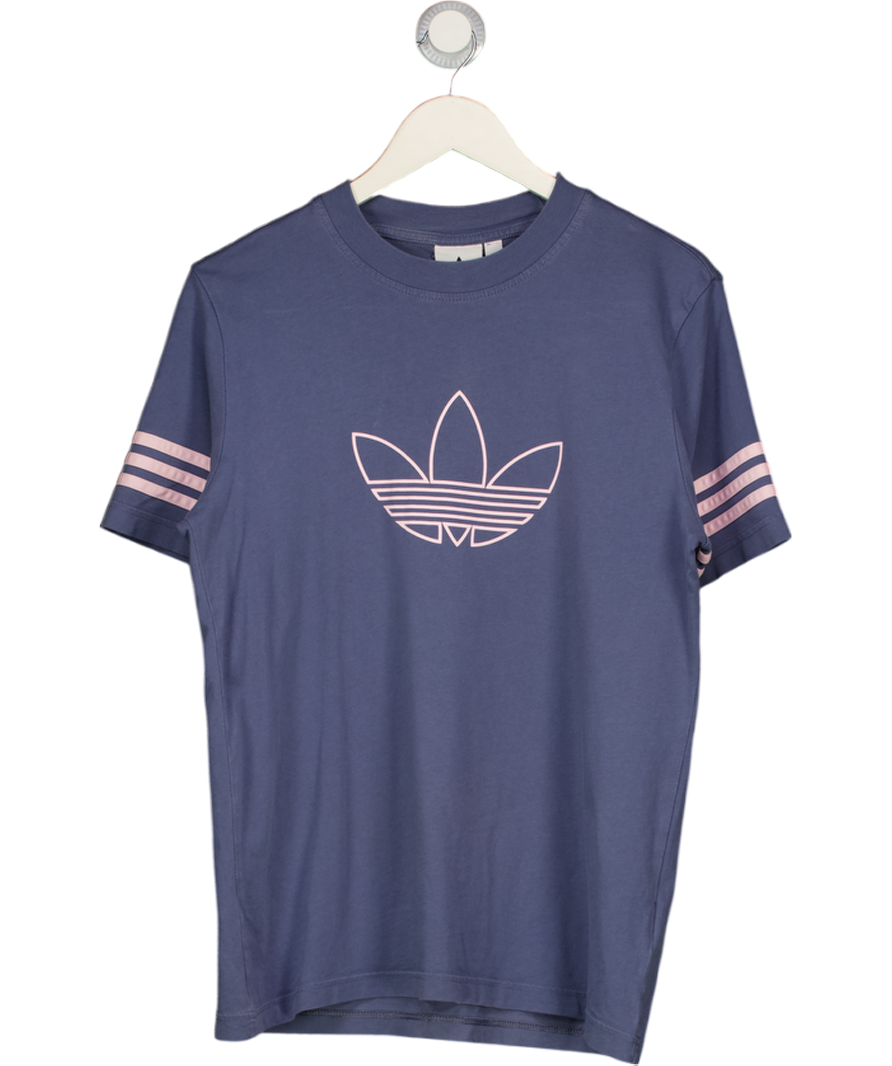 adidas Blue Stripe Panel T Shirt UK S