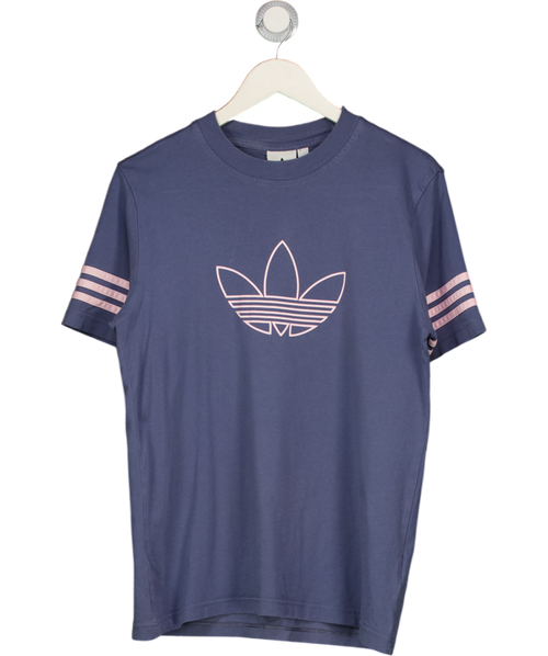 adidas Blue Stripe Panel T Shirt UK S