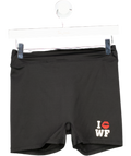 White Fox Black Slogan Printed Booty Shorts UK S