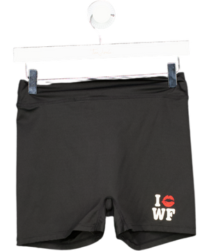 White Fox Black Slogan Printed Booty Shorts UK S