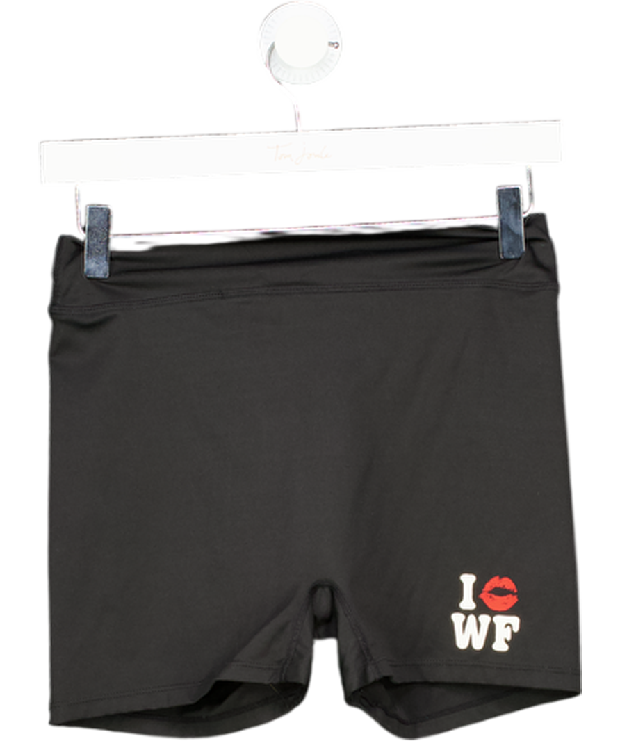 White Fox Black Slogan Printed Booty Shorts UK S