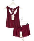 Oh Polly Red 2-piece Embellished Jersey Scoop-neck Racerback Top (uk 12) And Skirt (uk 8) UK S/M