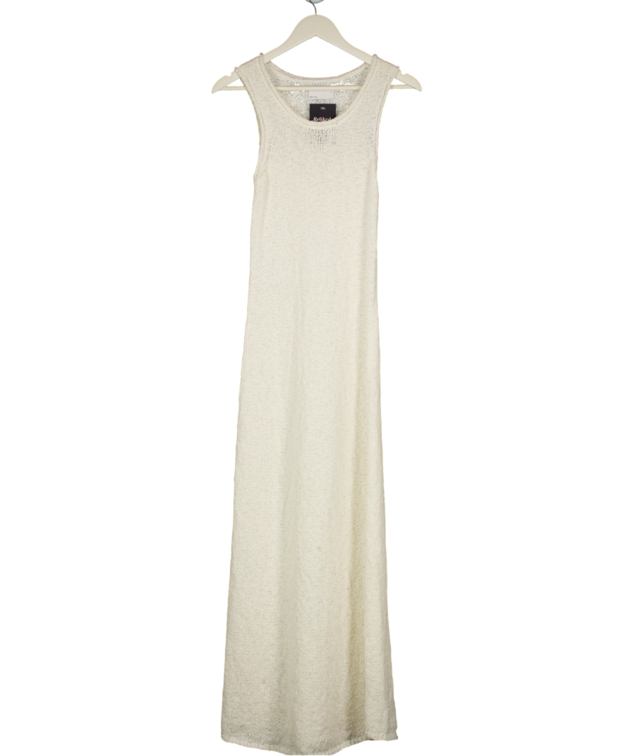 ASOS Design Slub Racer Maxi Dress In Cream UK S
