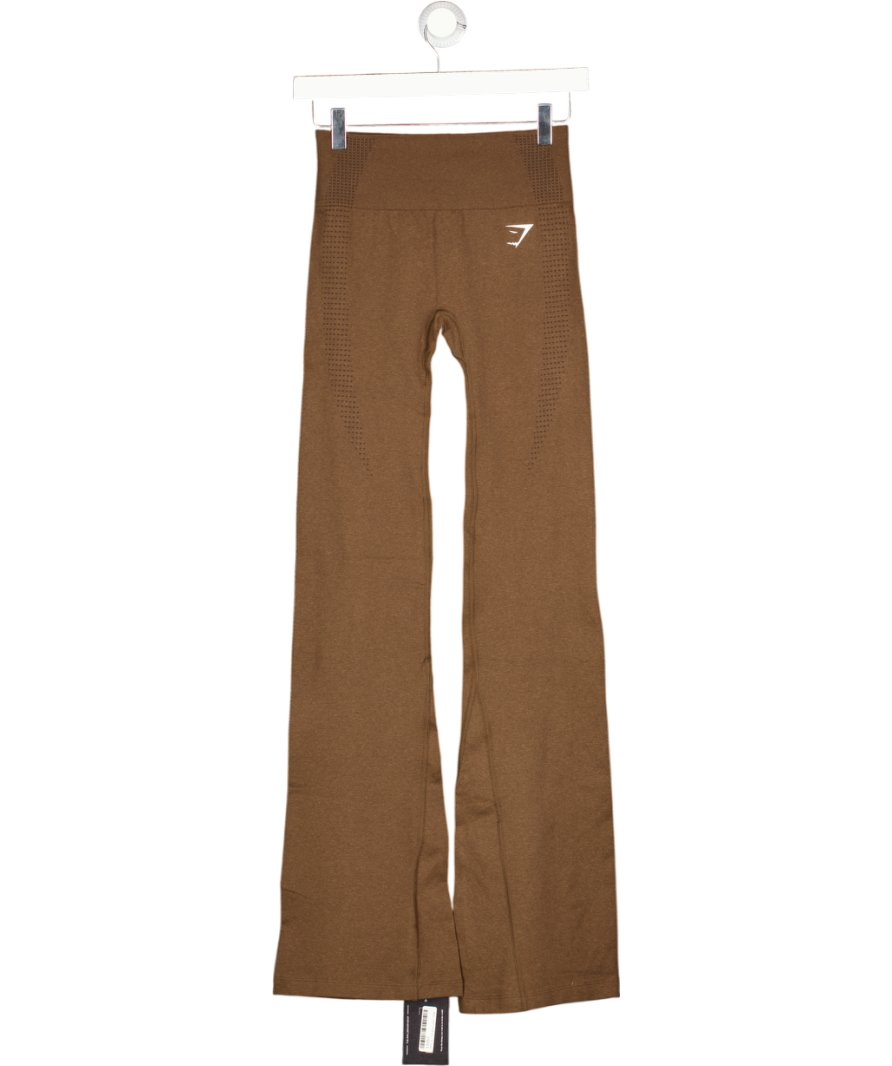 GYMSHARK Brown Soft Flared Leggings UK S