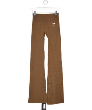 GYMSHARK Brown Soft Flared Leggings UK S