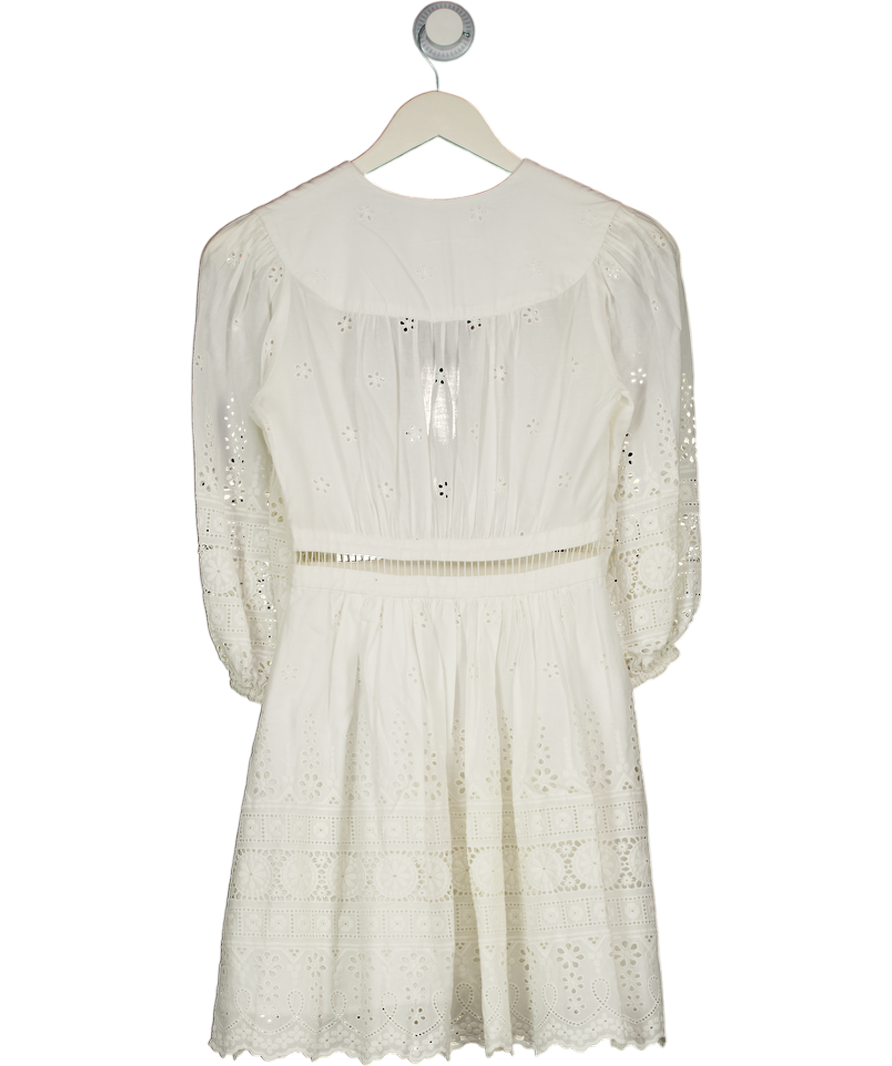 Zimmermann White Broderie Day Dress Sz 0p (petite) UK 6