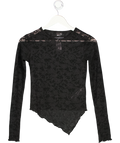GINA TRICOT Black Lace Point Front Top UK XS
