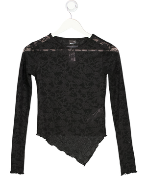 GINA TRICOT Black Lace Point Front Top UK XS